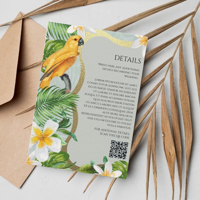 Information om Tropical Forest Luau Parrot Blommig Tilläggskort (Skapare uppladdad)