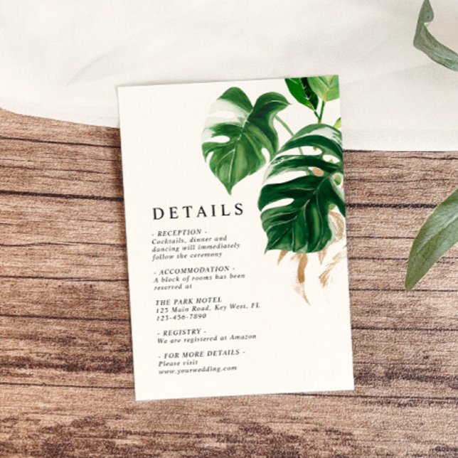 Information om Tropical Grey Modern Bröllop Tilläggskort (Skapare uppladdad)