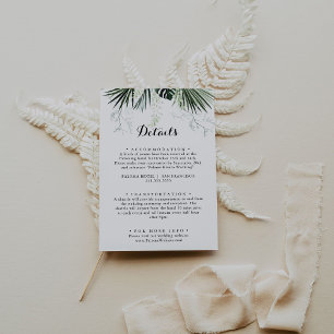 Information om Tropical Grey White Blommigt Bröllo Tilläggskort