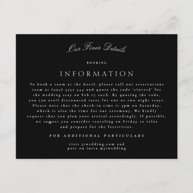 Information om Tuxedo Formal Classic Calligraphy B Tilläggskort (Framsida)