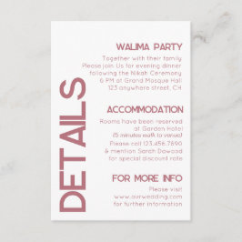 Information om Typografin Bröllop i Vita och Ro Gu Tilläggskort