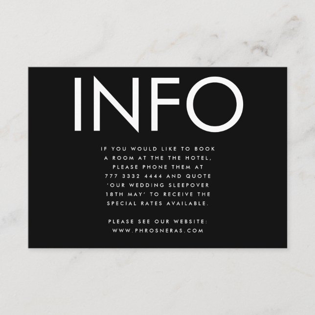 Information om Ultra Modern Big Bold Namn Bröllop Tilläggskort (Framsida)