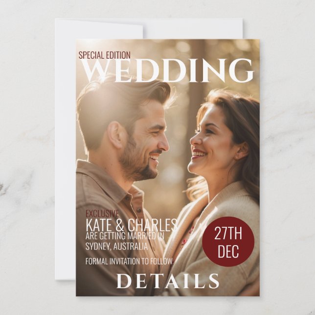 Information om Unik Anpassningsbar Magazine Stil b Inbjudningar (Framsida)