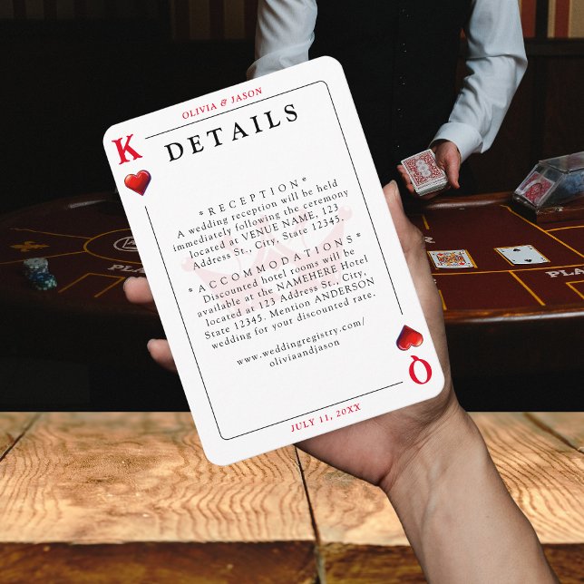 Information om uppspelningskort för kung och drott tilläggskort (King & Queen of Hearts Playing Card Details
)