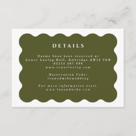 Information om Vågigt Grönt och vit Bröllop i vint Tilläggskort