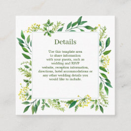 Information om Vår Grönt Botaniska Örter Bröllop Tilläggskort