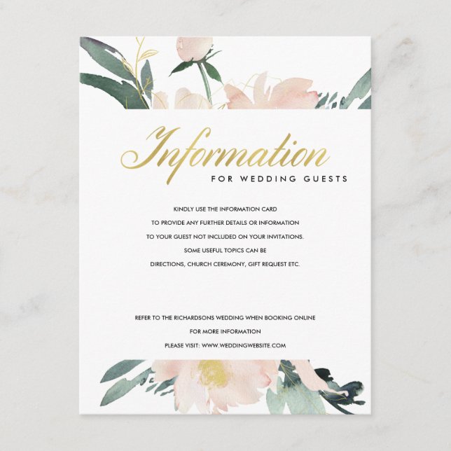 INFORMATION OM VATTENFÄRG BRÖLLOP I VATTENFÄRG FÖR TILLÄGGSKORT (Framsida)