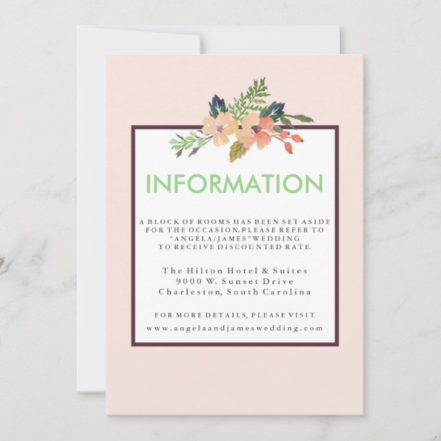 Information om vattenfärgen Blommigt hörn Bröllop Inbjudningar (Framsida)
