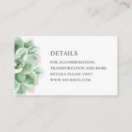 Information om vattenfärgen. Bröllop grönt cactus Tilläggskort