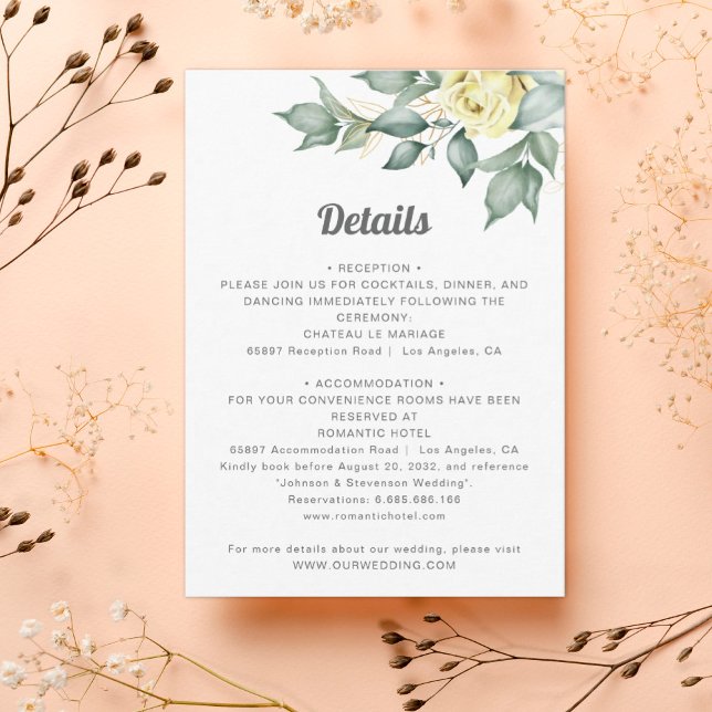 Information om vattenfärgen ro bröllop i gult eleg tilläggskort (Skapare uppladdad)