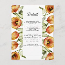 Information om vattenfärgens orange-tulpaner bröll tilläggskort