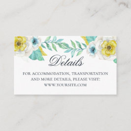 Information om vattenfärgsblått och gult blommigt  tilläggskort