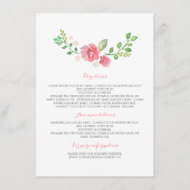 Information om vattenfärgsblommor Bröllop - Inform Tilläggskort