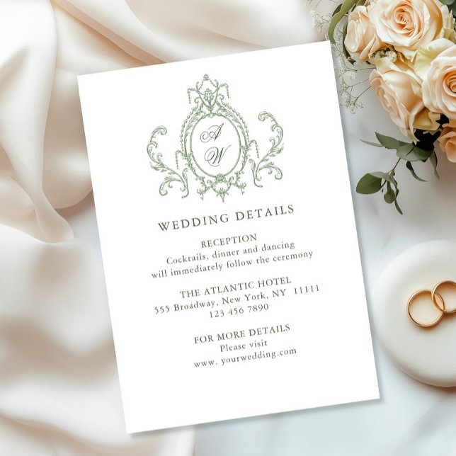 Information om Victorian Ornate Blommigt Sage Grön Tilläggskort (Skapare uppladdad)