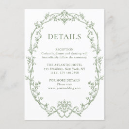 Information om Victorian Ornate Blommigt Sage Grön Tilläggskort