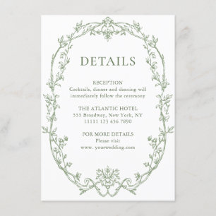Information om Victorian Ornate Blommigt Sage Grön Tilläggskort