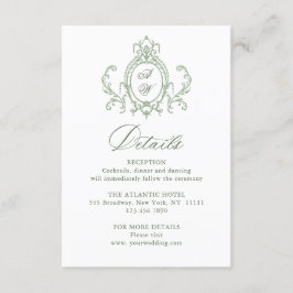 Information om Victorian Ornate Blommigt Sage Grön Tilläggskort