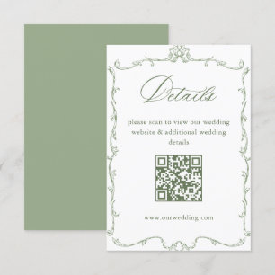 Information om Victorian Sage Grönt Bröllop QR-kod Tilläggskort