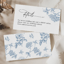 Information om Viktorian Blue Blommigt Calligraphy Visitkort