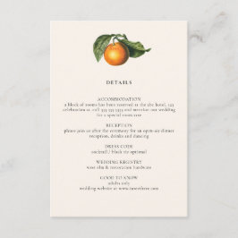 Information om vintage Citrus Botanical Bröllop Tilläggskort