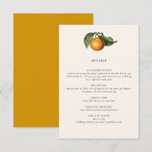 Information om vintage Citrus Botanical Bröllop Tilläggskort