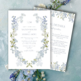 Information om vintage Dusty Blue Garden Monogram Inbjudningar