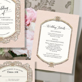 Information om Vintage för elegant Rosa i Guld Br Inbjudningar