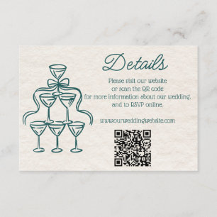 Information om vintage Hand plockade Teal Champagn Tilläggskort