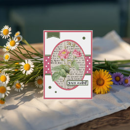 Information om vintage Ljusa rosa Ro på baksidan Inbjudningar