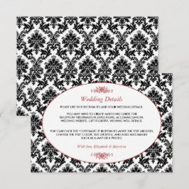 Information om vintage Red, Black & White Damask W Tilläggskort