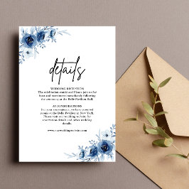 Information om Vintagen elegant Fransk Blue Blommi Tilläggskort