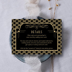 Information om vintagens Art Deco Gatsby Bröllop Tilläggskort
