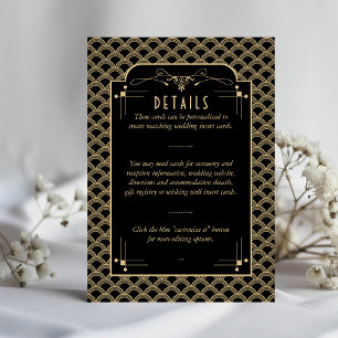 Information om vintagens Art Deco Gatsby Bröllop Tilläggskort