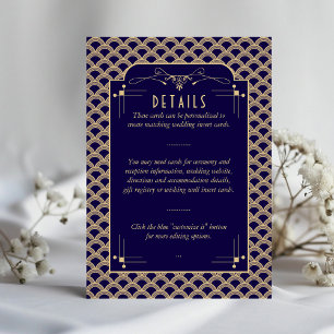 Information om vintagens Art Deco Gatsby Bröllop Tilläggskort