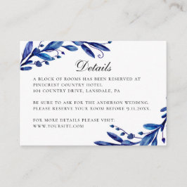 Information om vinterbröllop med blått blommigt tilläggskort