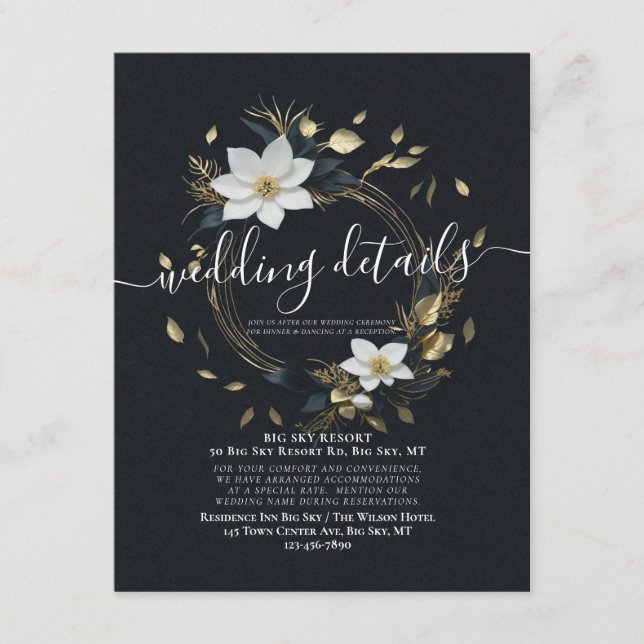 Information om Vit Blommigt Utandning Bröllop Bröl Tilläggskort (Framsida)