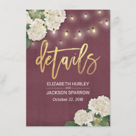 Information om vit hydrangea Blommigt Bröllop Tilläggskort
