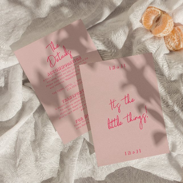 Information om vit Rosa, färgstark modern Bröllop Tilläggskort (Skapare uppladdad)