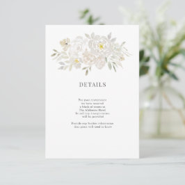 Information om vit vattenfärg Peonies Bröllop Tilläggskort