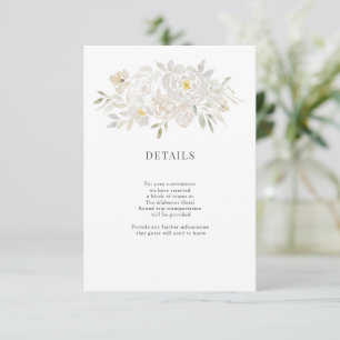 Information om vit vattenfärg Peonies Bröllop Tilläggskort