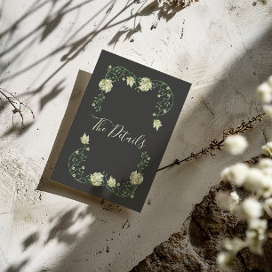 Information om vita blommor i söt art nouveau tilläggskort