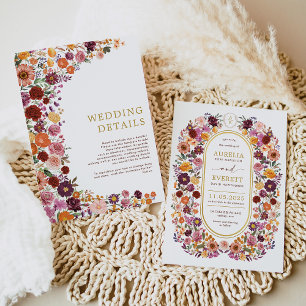 Information om Warm Autumn Wildblomme Garden Weddi Inbjudningar