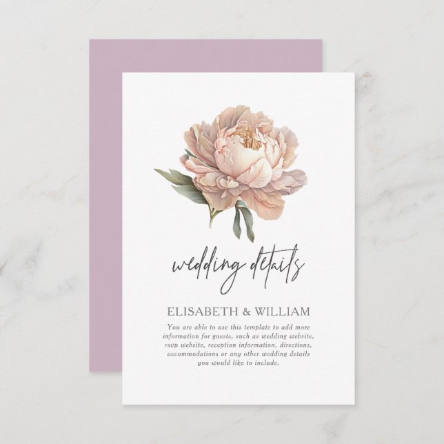 Information om Watercolor Garden bröllopsbröllop Tilläggskort (Fram/baksida)