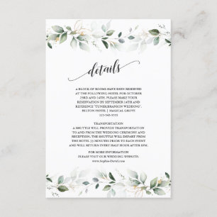 Information om Watercolor Greenery Guld Löv Bröllo Tilläggskort