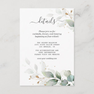 Information om Watercolor Guld Greenery Bröllop Tilläggskort