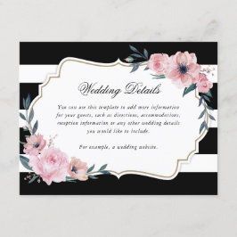 Information om Watercolor Rosa Blommigt Black Whit Tilläggskort