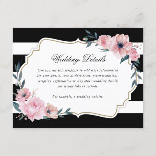Information om Watercolor Rosa Blommigt Black Whit Tilläggskort