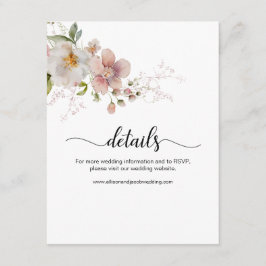 Information om Watercolor Rosa Wildblomme Blommigt Tilläggskort