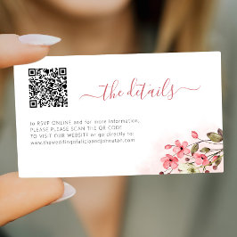 Information om webbplatsen för rosa blommigt QR br Tilläggskort
