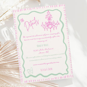 Information om Whimsical Hand plockade Rosa Bow Vå Tilläggskort